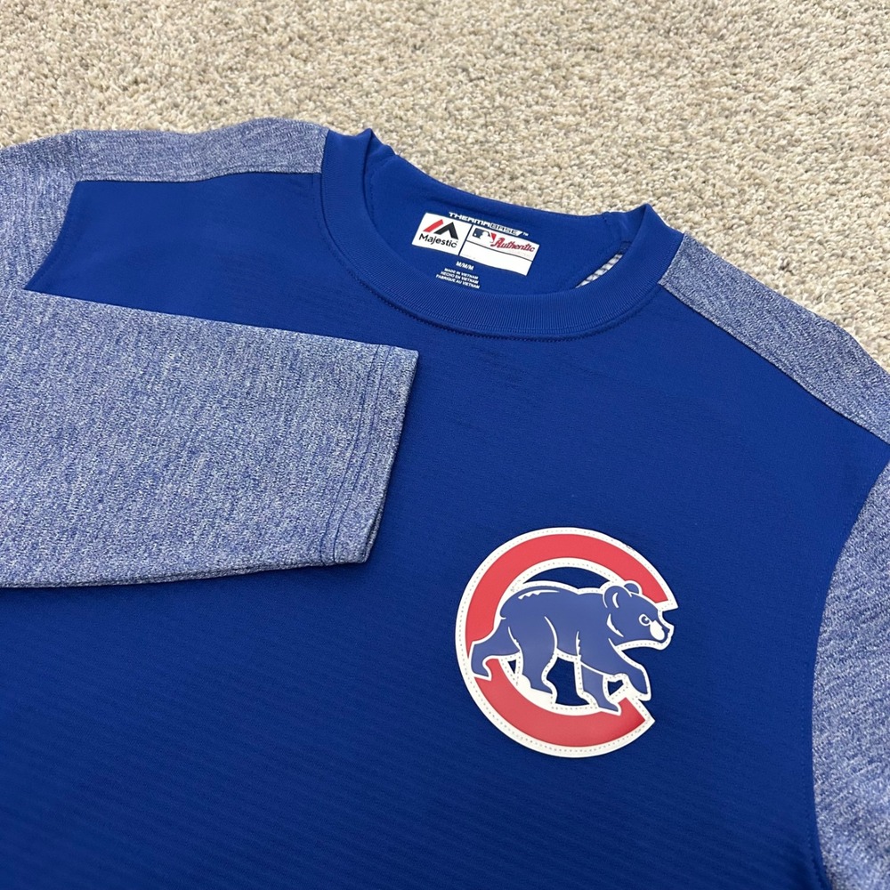 Majestic Chicago Cubs Shirt Medium Blue Therma Base‎ Long Sleeve MLB 7870